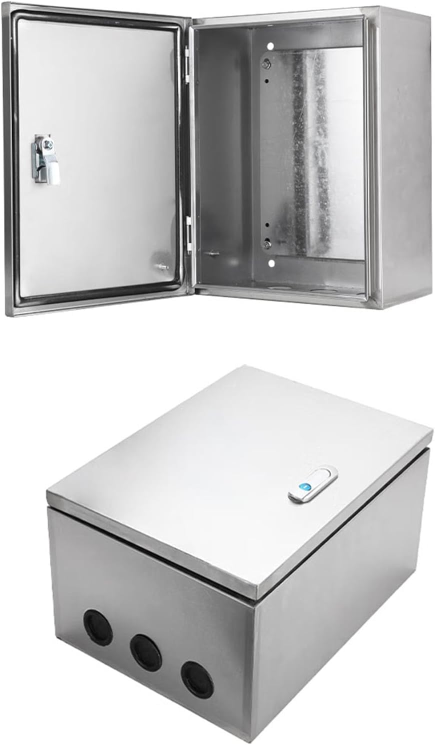 Caja de Conexión Eléctrica de Acero Inoxidable 304, Estanca para Exterior con Cerradura de Seguridad, Placa Trasera Galvanizada y Juntas - Uso Interior/Exterior,250 * 300 * 150mm