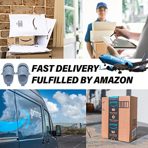 Guumor Toddler Kids Shark Slides, Shark Slippers For Boys Girls Non-Slip, Novelty Cloudy Shark Sandals Lightweight, Light Blue #TOP5