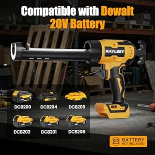 Electric Caulking Gun Compatible with Dewalt 20V Battery (without battery), Battery Powered Caulk Gun with 9pcs Caulk Remover Tool, 6 Adjustable Speeds, Dripless Silicone Gun for Filling, Sealing