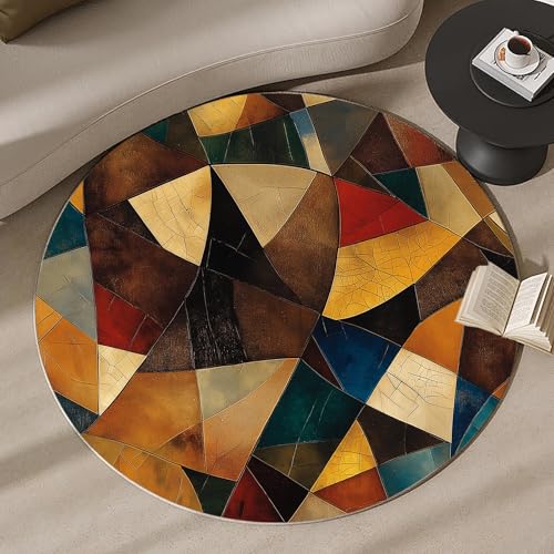 Tapete redondo Vintage Marble 4 pies lavable antideslizante miniatura 1