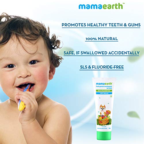 Image of Mamaearth Fruit Punch Toothpaste - 50g | Infused with Sorbitol, Silica & Glycerin | Promotes Healthy Teeth & Gums, Free from Fluoride & SLS, 100% Natural