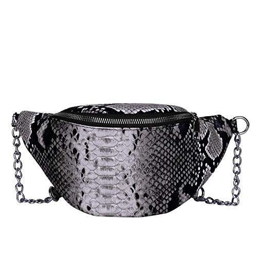 TAYIBO Deportes al Aire Libre Paquete de Lienzo,Riñonera de Piel de Serpiente, versátil Personalidad de Mujer, Bandolera Diagonal-Gris Oscuro
