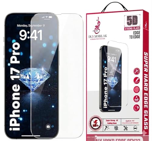Dl3 Mobilak Tempered Glass Screen Protector for iPhone 17 Pro 6.3-Inch, 9H Hardness, Anti-Scratch, Case Friendly
