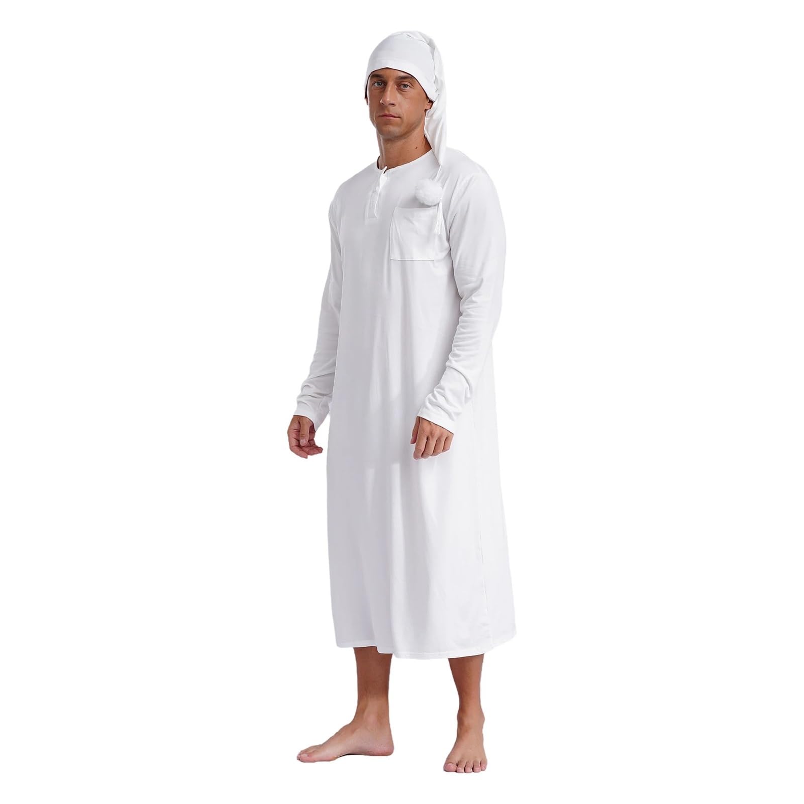 Accappatoio Uomo Accappatoio da Notte Uomo a Maniche Lunghe, Pigiama, Camicia, Accappatoio con Maschile, in Peluche Cappuccio