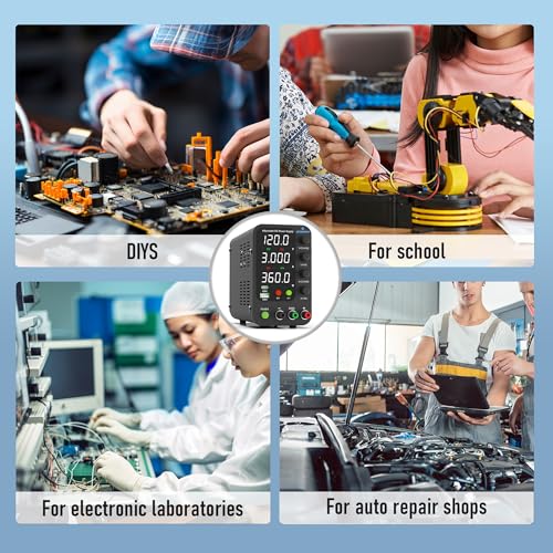 Image of DC Power Supply Variable, 0-120V 0-3A Switching Bench Power Supply with 20W USB & Type-C Quick-Charge, Encoder Corase & Fine Adjustment Knob, Output Switch, 4-Digit LED Display - SPS-12003V