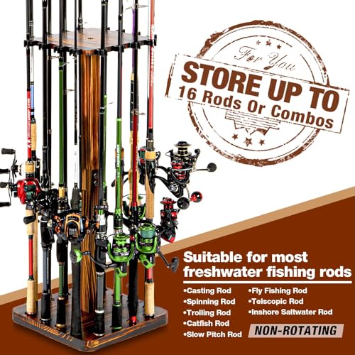 Ghosthorn Fishing Rod Holder for Garage,Wood Floor Pole Rack for Men Gift by Ghosthorn - Used condition - Image 5