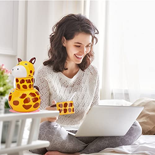 Deanna's Magic Funny Coffee Mug Set-Kawaii Ceramic Tea Pot With 2 Tea Cups Set, Cute Cartoon Animal Giraffe Shaped Design Tea Set For Adults & Kids Holiday Office Home Mother's Day Gift #TOP1