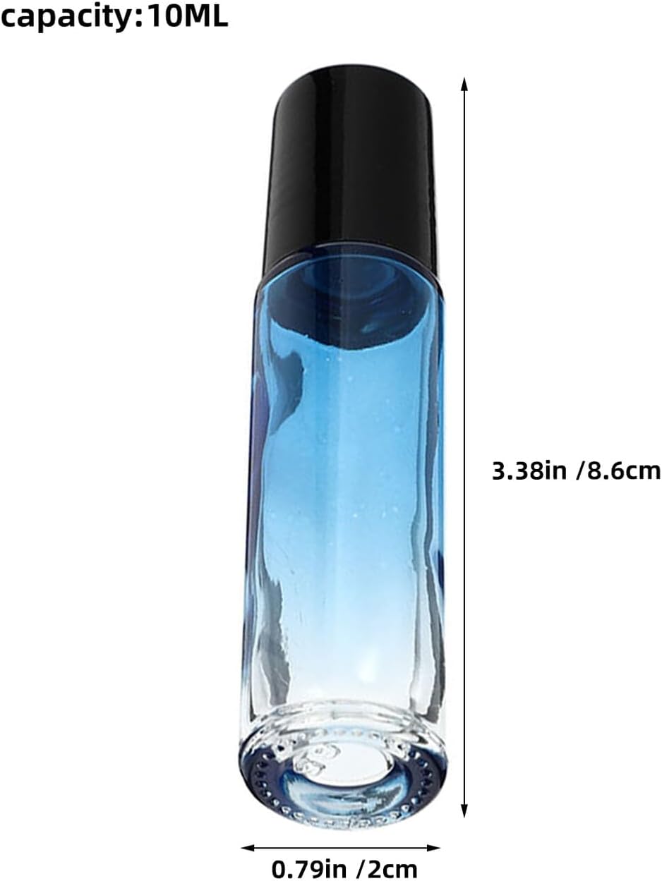 20pcs 10ml Glass Roller Bottles for Aromatherapy and Massage Oil, with Steel Balls and Black Caps, Refillable Essential Oil Containers for Travel and Skincare