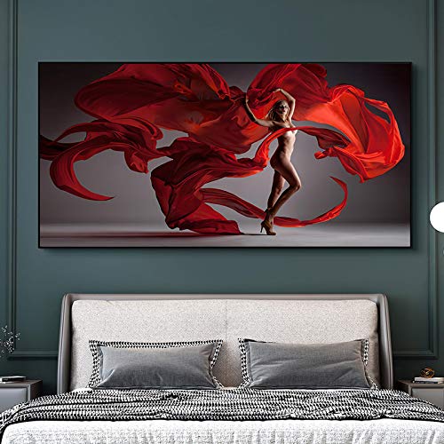 Affiches et gravures déco murale peinture sur toile femme nue abstraite nordique 70x140cm