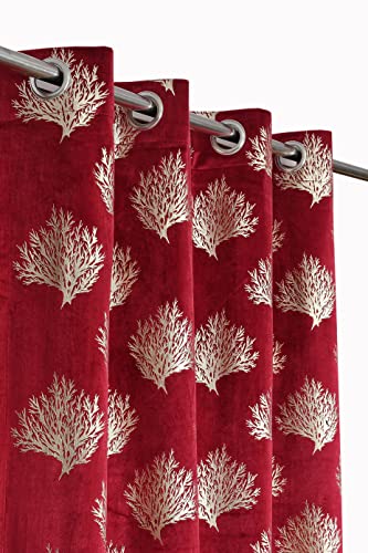 Image of Curtains for Door 7 Feet Long Premium Velvet Curtain /Parda | Modern Parde for Living Room Bedroom | Home Office Velvet Screens (4x7 feet, Maroon) Set of 3 Pcs