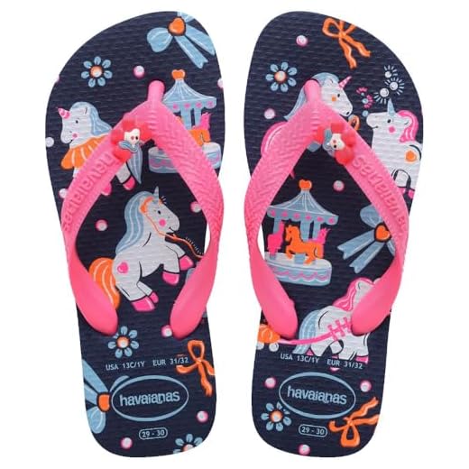Havaianas Chinelo Infantil Menina Kids Fantasy Estampa E Aplique De Unicórnio (Azul Marinho, BR, Criança de 1 a 3 anos, Faixa Numérico, M, 23, 24)