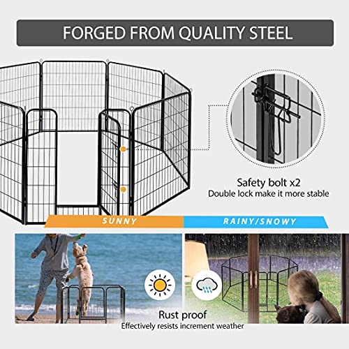 Dog Exercise Pen kennel 8panels Pet Fence 40 Inches Heavy Duty Folding Puppy Playpen with Door, Extra Large Indoor⦠- Image 4