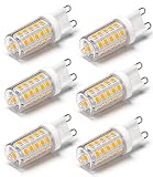 NQWKMZMDJ 6 Pack G9 LED Bulb Dimmable 4W, Equivalent 30W-40W T4 Halogen Lamp, G9 LED No Flicker 3000K 120V ‎400LM, 360° Beam Angle Light Bulbs (Warm White)