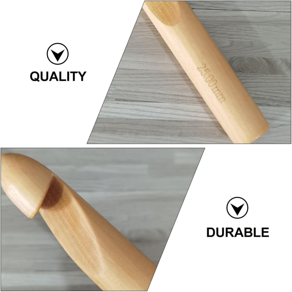 Wooden Crochet Hook Set 4 Pcs 15mm 20mm 25mm 30mm for Yarn