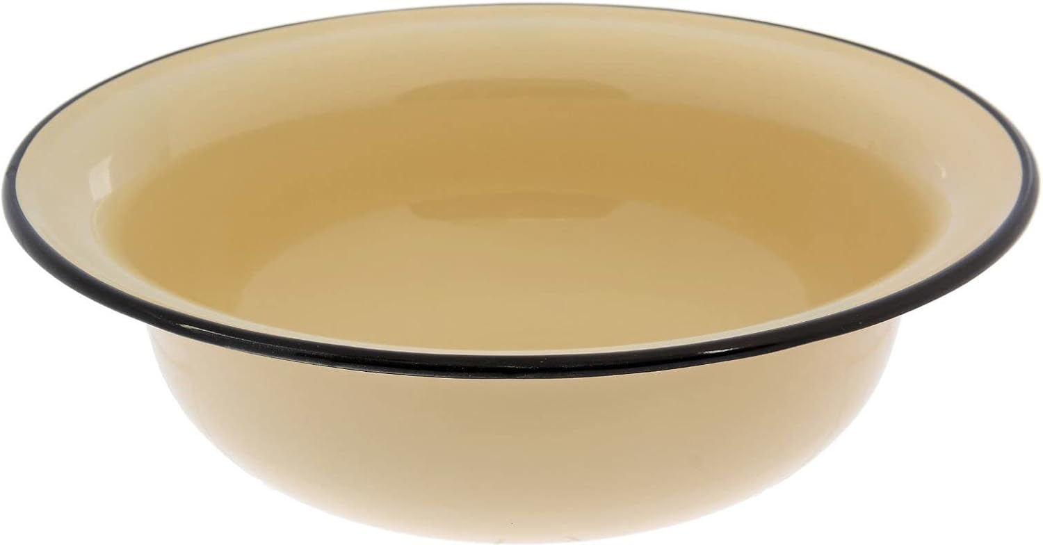 Yellow Enamelware Wash Basin 6.8 Qt / 6.5 L, Vintage Large Enamel Bowl Enameled Dish Washing Basin, Enamel Food Storage Mixing Bowl, Enamel Camping Dishes Wash Basin, Enameled Metal Wash Tub