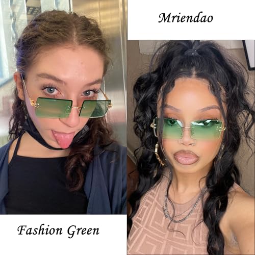 Image of Rectangle Sunglasses for Women Men Fashion Retro Rimless Frameless Tinted Lens Sun Glasses Shades 2026 Stylish