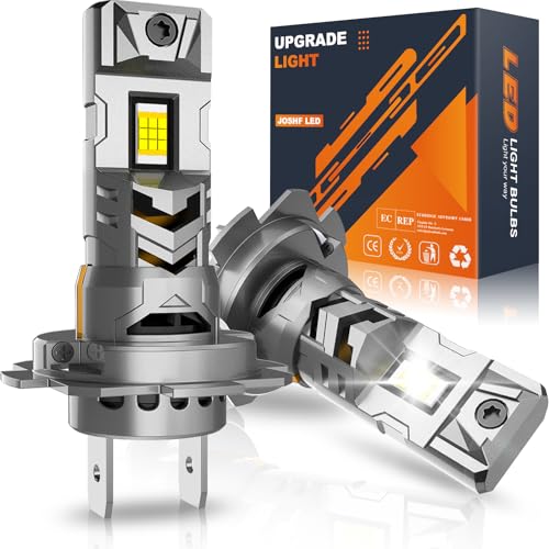 JOSHF Bombilla H7 LED Mejorada para Coche y Moto CSP 100W 30000LM 800% Brillo 6500K Blanco, DC12V-24V,2 Bombillas
