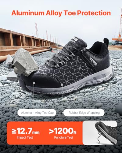 VEVOR Men's Aluminum Steel Comfortable Lightweight Cushion Alloy Construction Safety Toe Industrial Work Shoes2