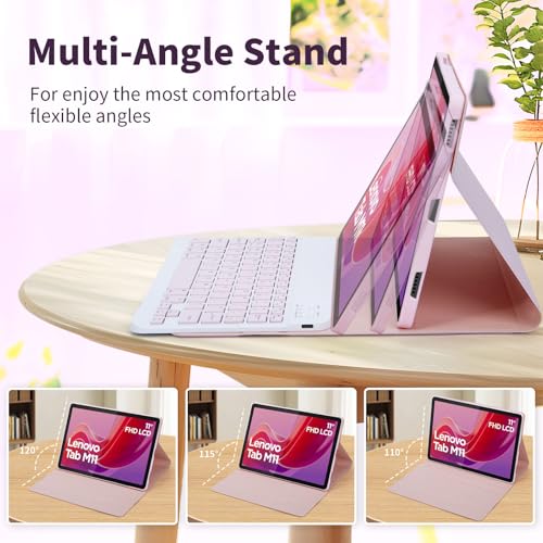 EHLCYS Funda con Teclado para Lenovo Tab M11 11 Pulgadas 2024 Modelo TB330FU/TB330XU, con Ratón Español Ñ Teclado Bluetooth Inalámbrico Desmontable con Ultrafina Funda,Rosado - imagen 4