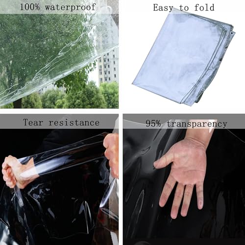 Bâche transparente pour balcon et protection barbecue imperméable avec œillets 2x3.5M