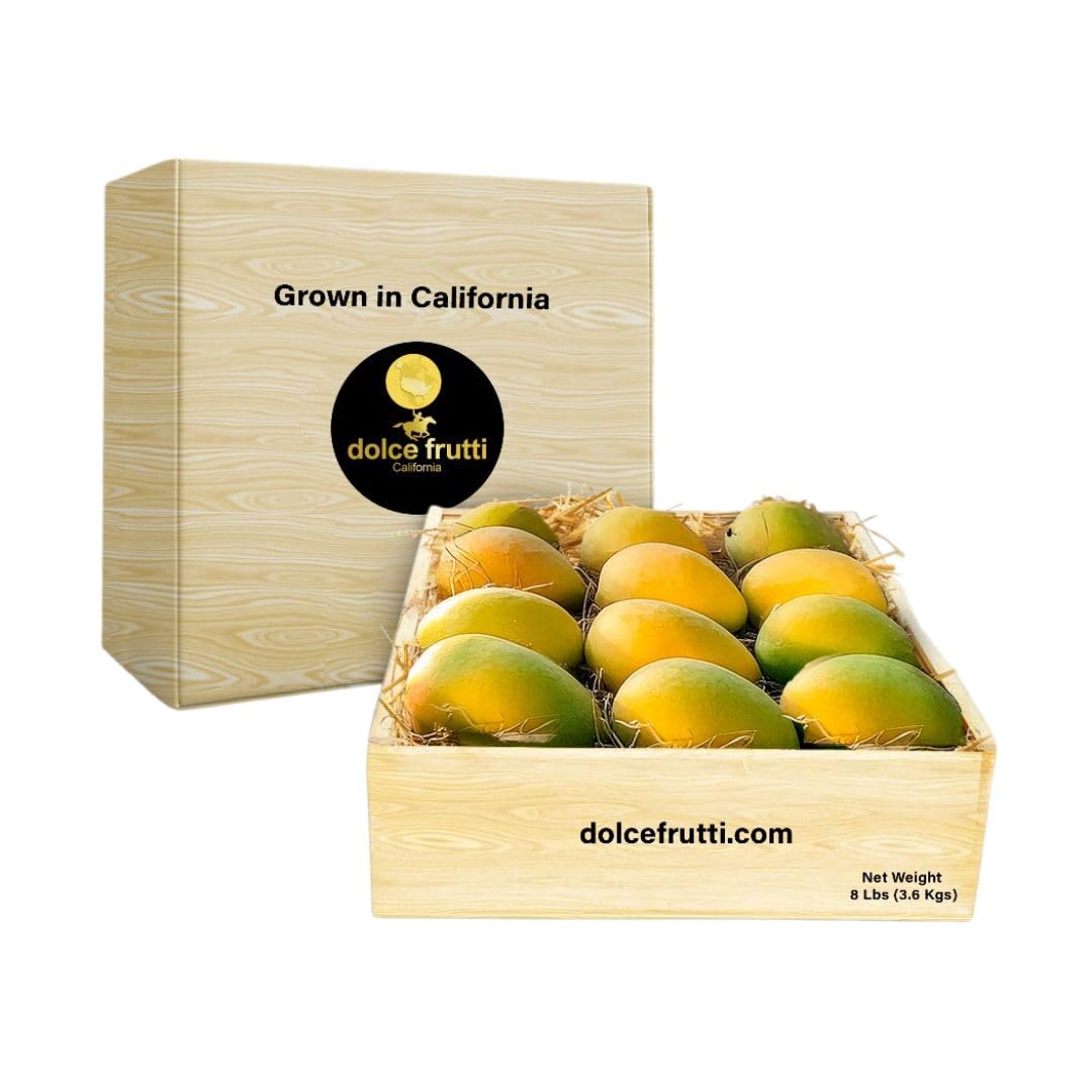 Dolce Frutti Organic Golden Lady Mangos | Sweet & Fiber-Free | Non-GMO | 8 Lbs | Perfect for Snacking, Smoothies | Rich in Vitamins & Antioxidants