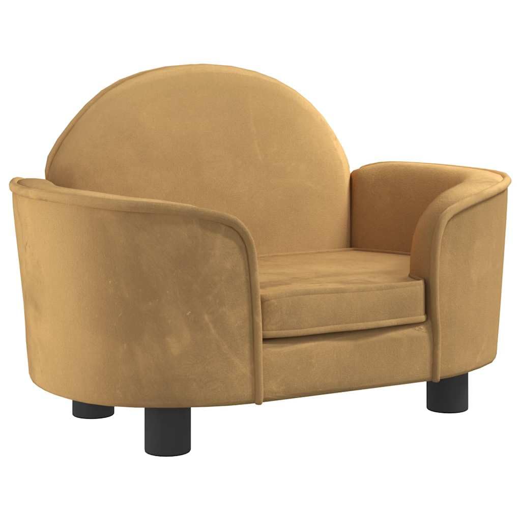 Cama para perros de terciopelo para salón con suave marco de madera de pino y cuatro patas estables como cómoda cama para mascotas para descansar en marrón, 66 x 40 x 45 cm