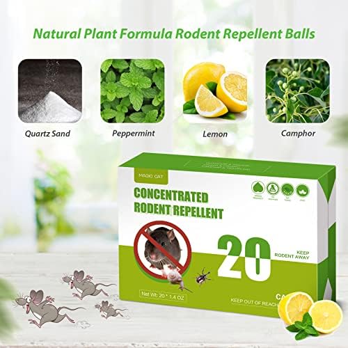 MAGIC CAT 20 Pack Rodent Repellent Balls, Peppermint Oil to Repel Mice and Rats Natural Mouse