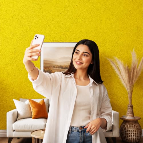 Image of Marble Texture Paint, 3D Designer Stone and Granite Luxury Finish, Washable Water Resistant Acrylic Emulsion, Interior Exterior Ready to use (Bright Yellow)