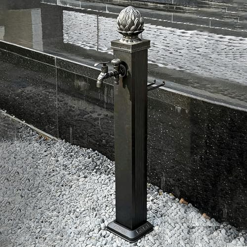 Stainless Steel Outdoor Water Column with Double Outlet Faucet &