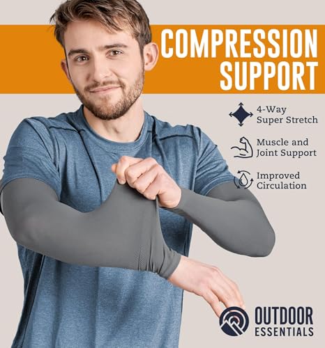 Image of UV Sun Protection Arm Sleeves - UPF 50 Cooling Compression Sleeves for Men & Women - Arm Cover /Protector for Basketball, Voleyball, Golf, Baseball, Football, Running, Cycling & Other Outdoor Sports