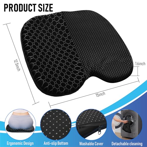 Image of Kayak Seat Cushion, Thicken Anti Slip Waterproof Gel Kayak Seat, Portable Canoe Rowing Rubber Dinghy Pad for Stadium Sit in Kayak Inflatable Fishing Kayak Canoe Kayak Accessories
