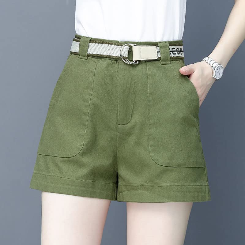 Short Femmes Coton A-Line Short À Jambe Large Short Décontracté avec Ceinture
