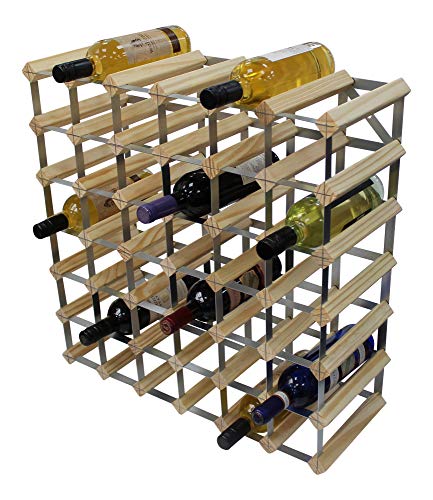 DS Wineware Estante de Vino Tradicional Botellas de 6 x 6 - Totalmente montado - Certificado FSC, Pino Natural, 42 Bottles Storage Cover