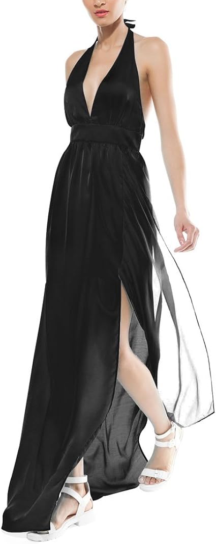 SAKUTANE Women's Dress Wrap Deep V-Neck Silk Top Empire Waist Cocktail