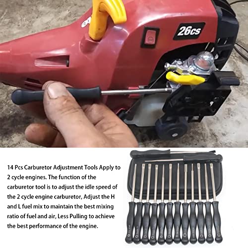 14 Carburetor Adjustment Tool Kit With Double D Single D 530035560 Splined Carburetor Jet Cleaner Brush for 2Cycle Trimmer Chainsaw Lawn mower Small Engine Compatible Craftsman Poulan Troy bilt