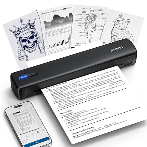 POLONO Portable Printer, D810 Inkless Bluetooth...