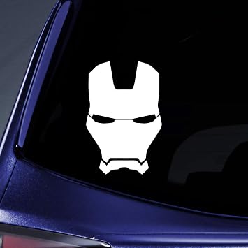 Stark Face Mask Silhouette Sticker Decal Notebook Car Laptop 5.5" White