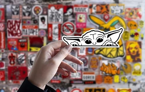 Baby Yoda Mandalorian, Vinyl Decal Sticker For Cars, Trucks, Vans, Suvs, Walls, Windows, Laptops, Notebooks, Cups Bottles, Black, 5.5" | H&S #TOP4