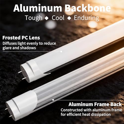 Image of Fluorescent Light Bulbs 48 inch, T8 LED Bulb 4 Foot Type A+B Replacement for F32T8 or F40T12 Tube, 24W 3200LM 4100K Cool White, Double or Single End Powered, 12-Pack