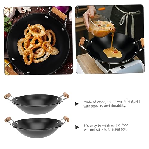 Cabilock 2pcs Small Stainless Steel Hot Pot con Mangos de Madera miniatura 4