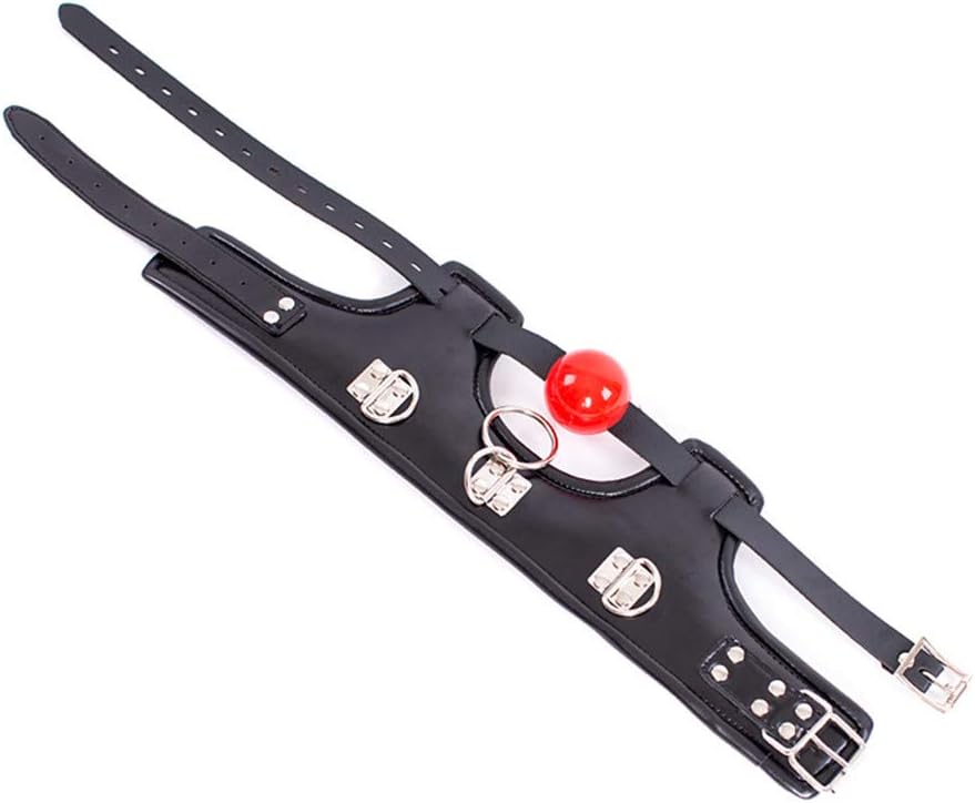 MFMYEE Bondage Harness with Fetish BDSM Silicone Ball Gag Professional Bondage Leather Collar Padded Collar Neck Corset