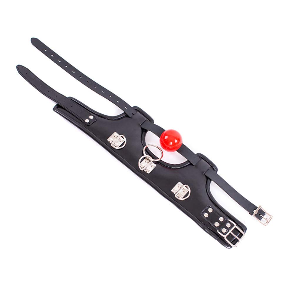MFMYEE Harnais de bondage avec bâillon à billes en silicone Fetish SM collier en cuir de bondage professionnel corset de cou rembourré