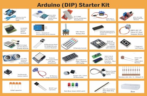 Image of Arduino Uno R3 Starter Kit with RFID & Sensors | 37+ Components | Beginner Learning Kit for Robotics, Programming & DIY Electronics Projects (DIP),