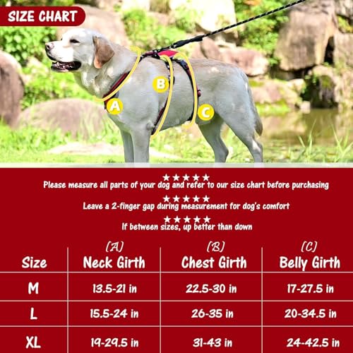 Image of Mihachi Escape Proof Dog Harness - No Pull Dog Harness with Handle, Soft Padded Reflective and Adjustable Full Body Pet Harness Vest for Medium Large Dogs Walking Hiking Training, Red X-Large