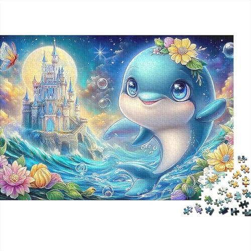 Puzzle de delfín de 1000 piezas con colores vivos, juego educativo para agudizar la mente