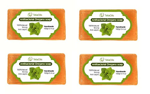 TeliaoilsOregano soap for deep skin cleaning - Powerful Antiseptic. For nail & skin infections, Athlete?s foot, acne etc 100% safe & effective, For all skin types/pack of 4 x 100gr