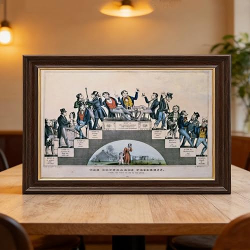 Toile fine Drunkards Progress Nathaniel Currier, cadre suspendu haute finition