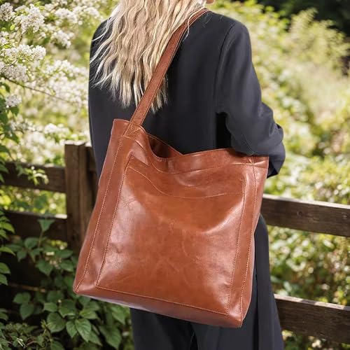 Bolso Tote Vintage de Cuero Grande para Mujer miniatura 3