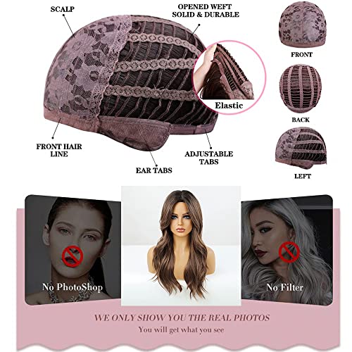Yahees Brown Wigs For Women Ombre Wavy Synthetic Wig Middle Part Natural Looking Fully Heat Resistant Synthetic Wig For Daily Party Use Cosplay #TOP3