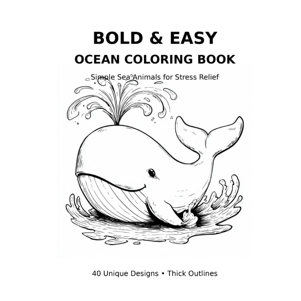 Ocean Giants: A Coloring Book of Fish, Dolphins and Octopuses for Kids and Adults